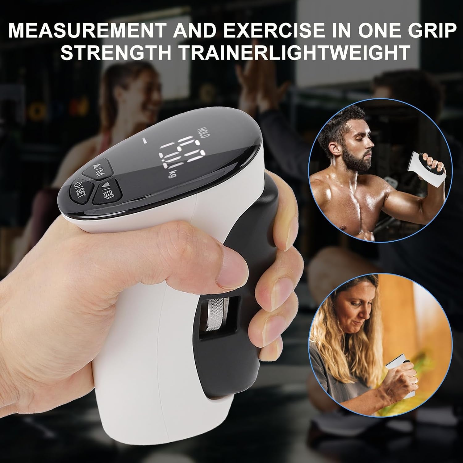 Digital Hand Grip Strength Tester, 198Lbs/90Kg Electronic Grip Dynamometer with Adjustable Handle & Backlit Display, Comfortable Grip Strength Meter for REHAB, Seniors, Sports & Home Use
