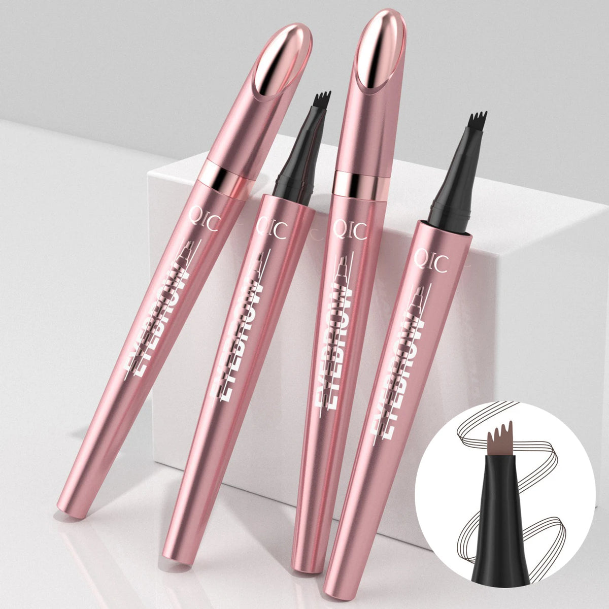 4 Point Liquid Eyebrow Pencil Waterproof Dark Brown Fork Tip Eyebrow Pencil Tattoo Fine Sketch Liquid Eyebrow Pen Makeup Tool