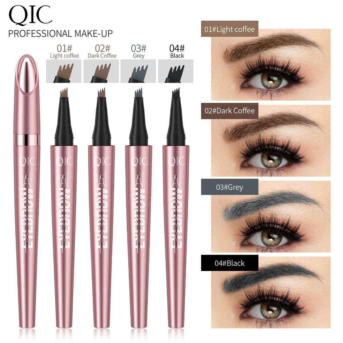 4 Point Liquid Eyebrow Pencil Waterproof Dark Brown Fork Tip Eyebrow Pencil Tattoo Fine Sketch Liquid Eyebrow Pen Makeup Tool