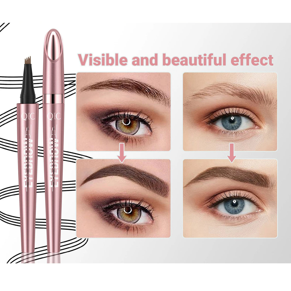 4 Point Liquid Eyebrow Pencil Waterproof Dark Brown Fork Tip Eyebrow Pencil Tattoo Fine Sketch Liquid Eyebrow Pen Makeup Tool