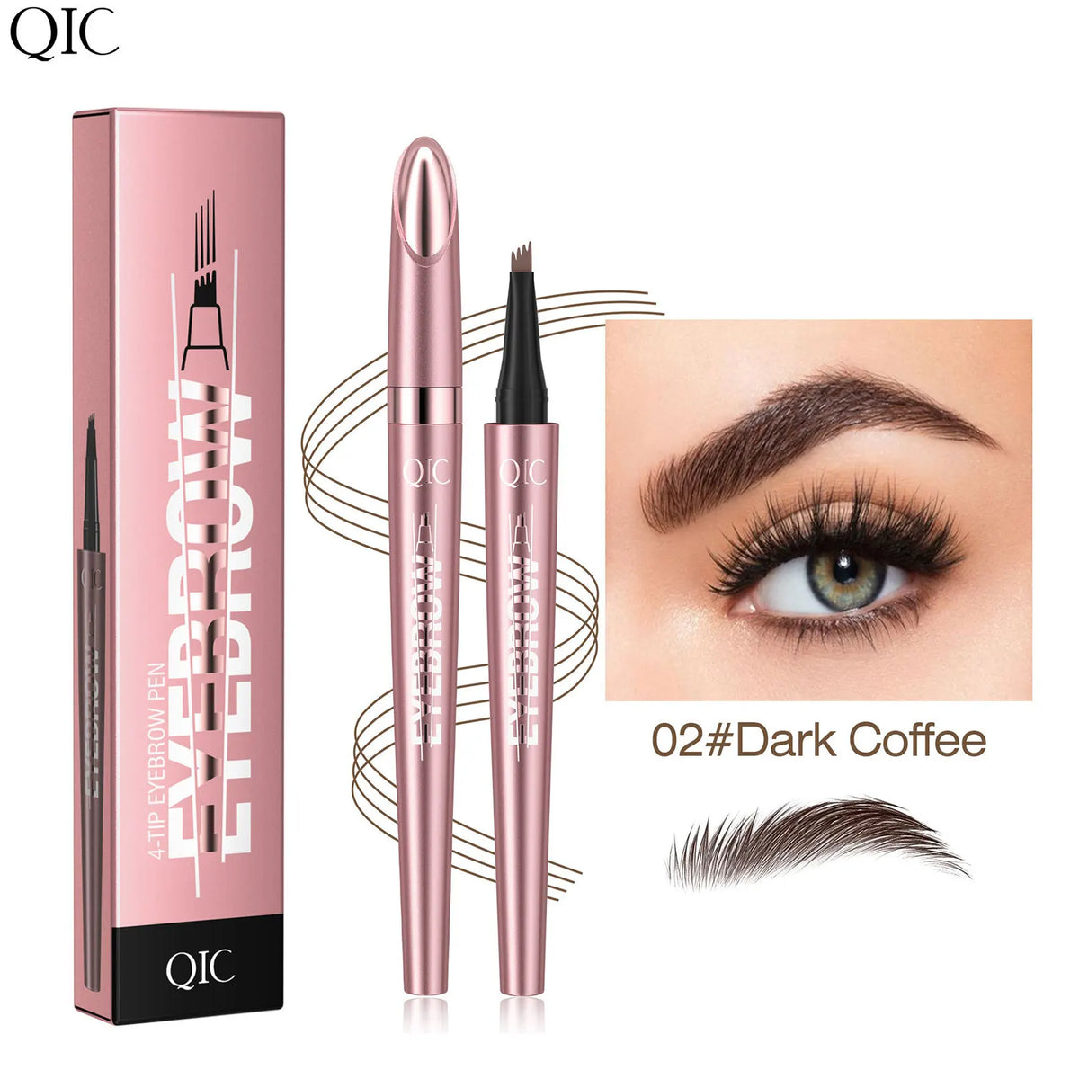 4 Point Liquid Eyebrow Pencil Waterproof Dark Brown Fork Tip Eyebrow Pencil Tattoo Fine Sketch Liquid Eyebrow Pen Makeup Tool